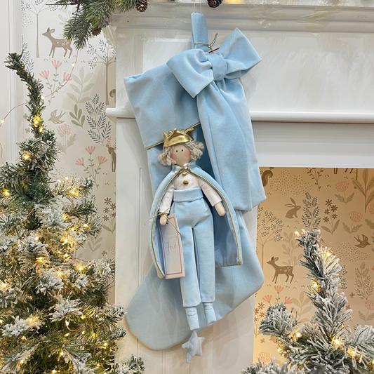 Calza epifania in velluto con bambola Carillon Principe Azzurro