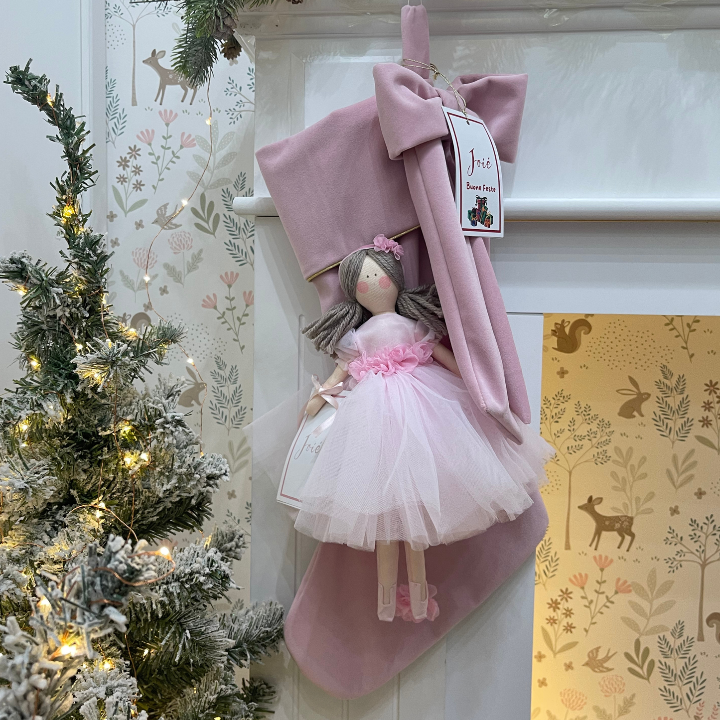 Calza epifania in velluto con bambola Carillon