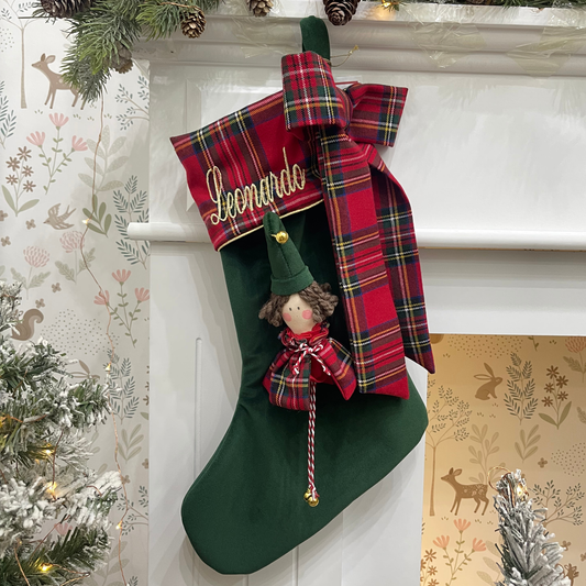 Calza epifania in velluto con Elfo ed Elfa