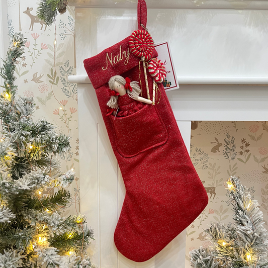 Calza epifania in lana lurex con bambola Stella